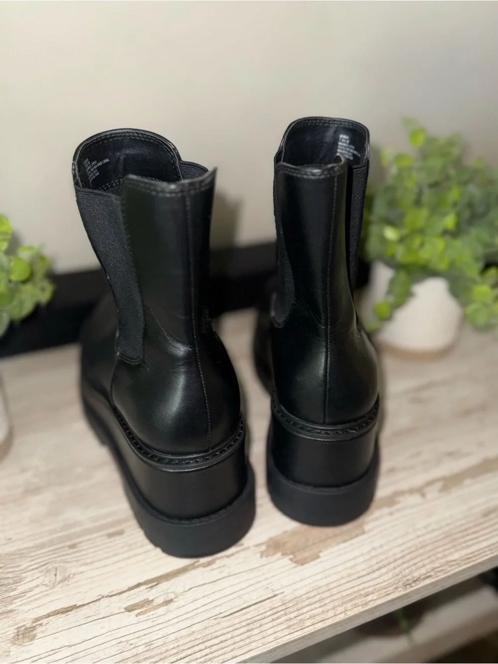 Jessica Simpson Black Leather Platform Chelsea Booties